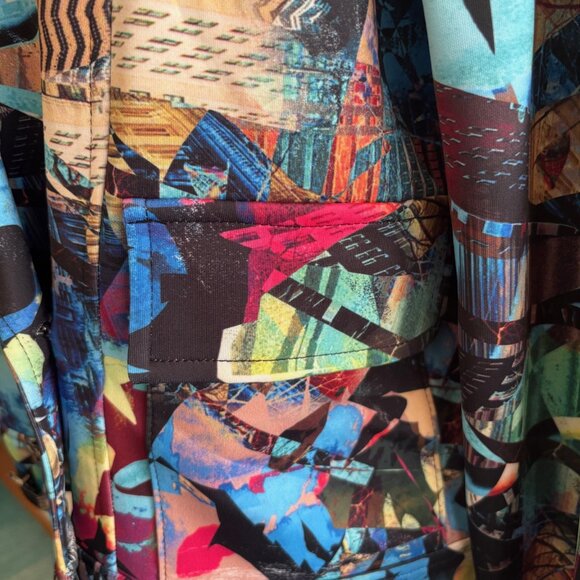 MARALLIS MULTICOLOR ABSTRACT PRINT DOUBLE BREASTED JACKET, SZ. M, NEW - Picture 4 of 4